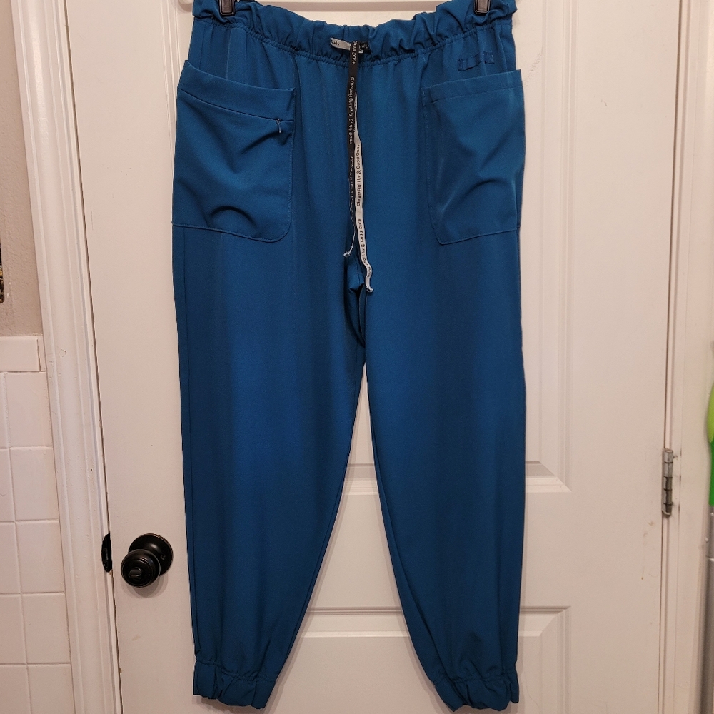 Climate Right Cuddl Duds Teal Carribean Blue Jogger Scrub Pants Sz XLP